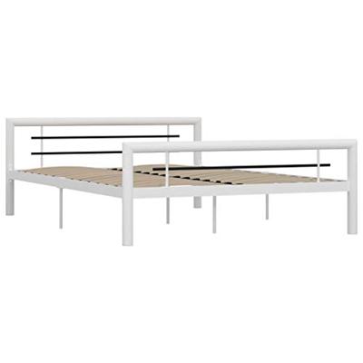 VidaXL Bedframe metaal wit en zwart 160x200 cm