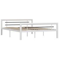 VidaXL Bedframe metaal wit en zwart 160x200 cm - thumbnail