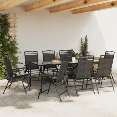 Tuinstoelen 8 st inklapbaar staal en textileen gemêleerd grijs