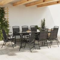 Tuinstoelen 8 st inklapbaar staal en textileen gemêleerd grijs - thumbnail