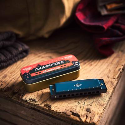 Gentlemen's Hardware mondharmonica Campfire 10,2 cm staal blauw