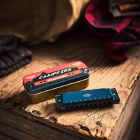 Gentlemen's Hardware mondharmonica Campfire 10,2 cm staal blauw - thumbnail