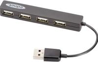 ednet 85040 Notebook USB 2.0 HUB, 4-poort, plug en play, compact ontwerp, geen extra stroomvoorziening nodig, datansnelheid tot 480 Mbit/s, zwart - thumbnail