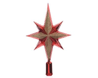 Decoris Piek plastic Kerstrood met glitters 7x15x26cm
