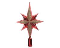 Decoris Piek plastic Kerstrood met glitters 7x15x26cm - thumbnail