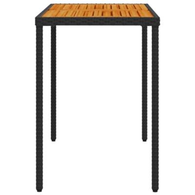 Tuintafel met acaciahouten blad 115x54x74 cm poly rattan zwart