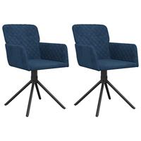 Eetkamerstoelen draaibaar 2 st fluweel blauw - thumbnail