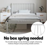 Bedframe met hoofdbord metaal wit 100x200 cm - thumbnail