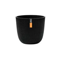 Capi nature groove bol bloempot 16.5x15 cm zwart - thumbnail