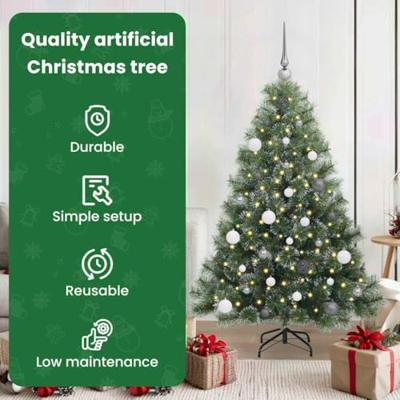 Kunstkerstboom met 150 LED met standaard Groen 150 cm PE en PVC Kunstkerstboom met 150 LED met standaard Groen 150 cm PE en PVC