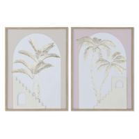 Schilderij Home ESPRIT Wit Beige Palmen Scandinavisch 45 x 2,2 x 60 cm (2 Stuks) - thumbnail