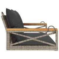 Schommelbank met kussens 109x62x40 cm poly rattan grijs - thumbnail