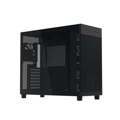 ASUS prime ap303 - tempered glass panel midi tower behuizing (zwart | 2x usb-a | 1x usb-c | tempered glass)