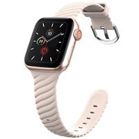 By Qubix - Siliconen 'Twist' bandje - Zand roze - Compatible met Apple Watch 44mm / 45mm / 46mm / 49mm - Compatible Apple watch bandjes - thumbnail