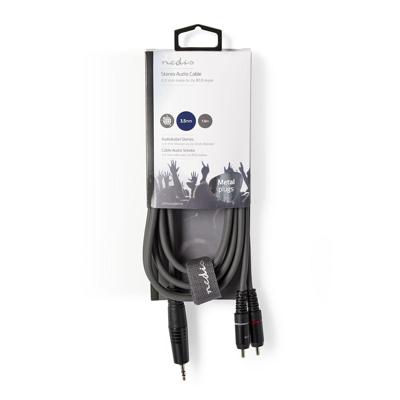 Stereo audiokabel | 3,5 mm male - 2x RCA male | 1,5 m | Grijs
