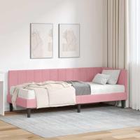 Hoekbedframe met matras met hoofdeinde Roze 80 x 200 cm Fluweel - thumbnail