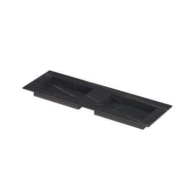 INK Post Wastafel Keramische Slab Envelop Bak Dubbel Zonder Kraangaten - 1400x450x10 mm - Lauren Black Mat