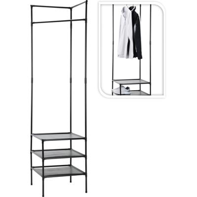 Kledingrek + 3 Etages 45x45x180 cm Zwart