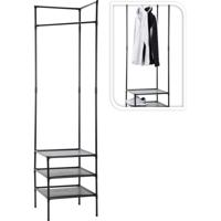 Kledingrek + 3 Etages 45x45x180 cm Zwart - thumbnail