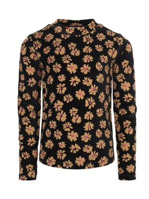 LOOXS Little winter velvet top meisjes - zwart - bloem