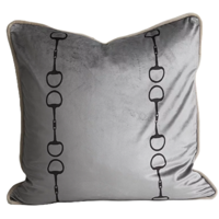 Sierkussen polyester - sierkussen Cheval - sierkussen grijs - thumbnail