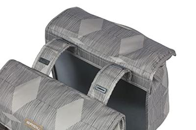 Basil elegance dubbele fietstas, chateau taupe, gerecycled pet, universal bridge, 40-49l