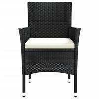Tuinstoelen met kussens 4 st zwart poly rattan (alleen VK/IE/FI/NO) - thumbnail
