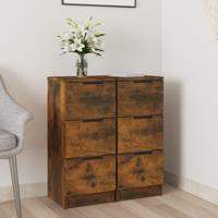 Dressoirs 2 st 30x30x70 cm bewerkt hout gerookt eikenkleurig - thumbnail