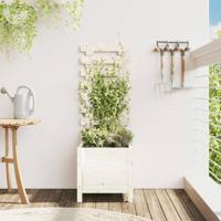 VidaXL Plantenbak met rek 39x39,5x114 cm massief grenenhout wit - thumbnail