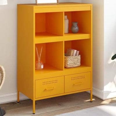 Hoge kast 68x39x101,5 cm staal mosterdgeel