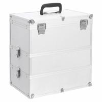 VidaXL Make-up koffer 37x24x40 cm aluminium zilverkleurig - thumbnail