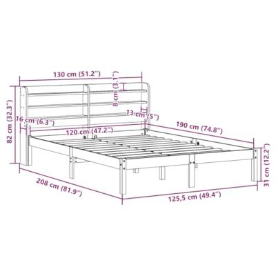 Bedframe zonder matras massief grenenhout 120x190 cm