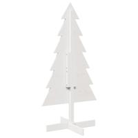 Kerstdecoratie kerstboom 120 cm massief grenenhout wit - thumbnail
