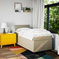 Boxspring met matras stof crèmekleurig 80x200 cm - thumbnail