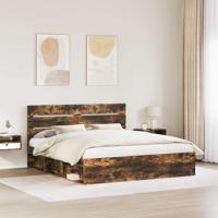 Bedframe Gerookt eiken 200 x 200 cm Massief grenenhout - thumbnail