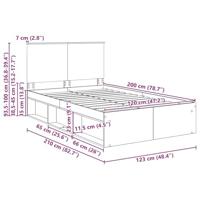 Bedframe met hoofdeinde Beton 120 x 200 cm Massief grenenhout - thumbnail