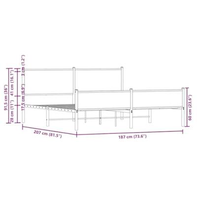 Bedframe zonder matras metaal gerookt eikenkleurig 180x200 cm