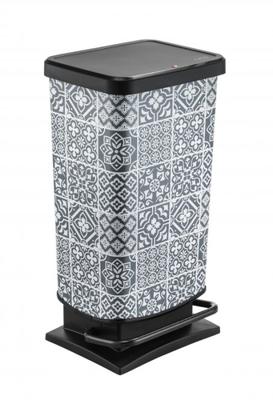 Rotho paso pedaalemmer tegeltjes 40l grijs/zwart