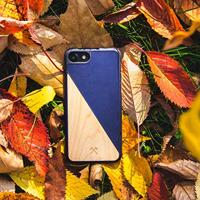 Woodcessories EcoSplit mobiele telefoon behuizingen 14,7 cm (5.8") Hoes Blauw, Esdoornkleur - thumbnail