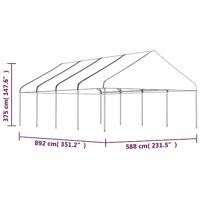 Prieel met dak 8,92x5,88x3,75 m polyetheen wit - thumbnail