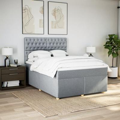 Boxspring met matras stof lichtgrijs 140x190 cm
