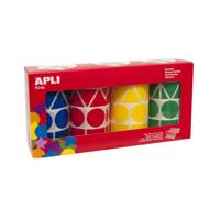 Apli Kids stickers XL, doos met 4 rollen in 4 kleuren en 4 vormen (blauw, rood, geel en groen) - thumbnail