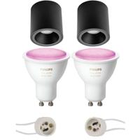 Pragmi Cliron Pro - Opbouw Rond - Mat Zwart - Verdiept - Ø90mm - Philips Hue - Opbouwspot Set GU10 - White and Color Ambiance - Bluetooth - thumbnail