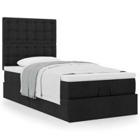 Bed met matras 90x200 cm stof zwart - thumbnail