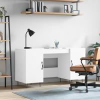 Bureau 140x50x75 cm bewerkt hout wit - thumbnail
