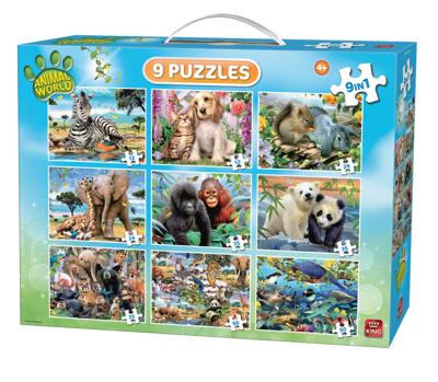 King Animal World 9in1 Puzzle Pack Legpuzzel 12 stuk(s)
