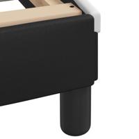 Bedframe met hoofdbord kunstleer zwart en wit 160x200 cm - thumbnail
