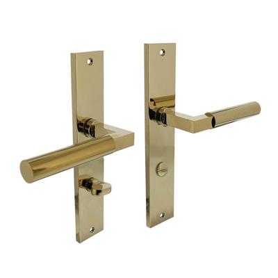 Deurkruk Baustil op langschild 245x45mm WC78/8mm PVD messingkleur