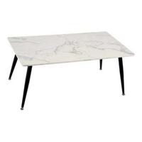 Hoofdtafel Wit Zwart Marmer Metaal Melamine Hout MDF 60 x 110 x 45 cm - thumbnail