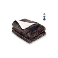 Luvego Elektrische Bovendeken XL 1 Persoons - 180x130CM - Warmtedeken, Omslagdeken & Knuffeldeken - 3M lange Kabel - 160W - Warme Deken - Verwarmd Fleece Plaid - Bruin - thumbnail